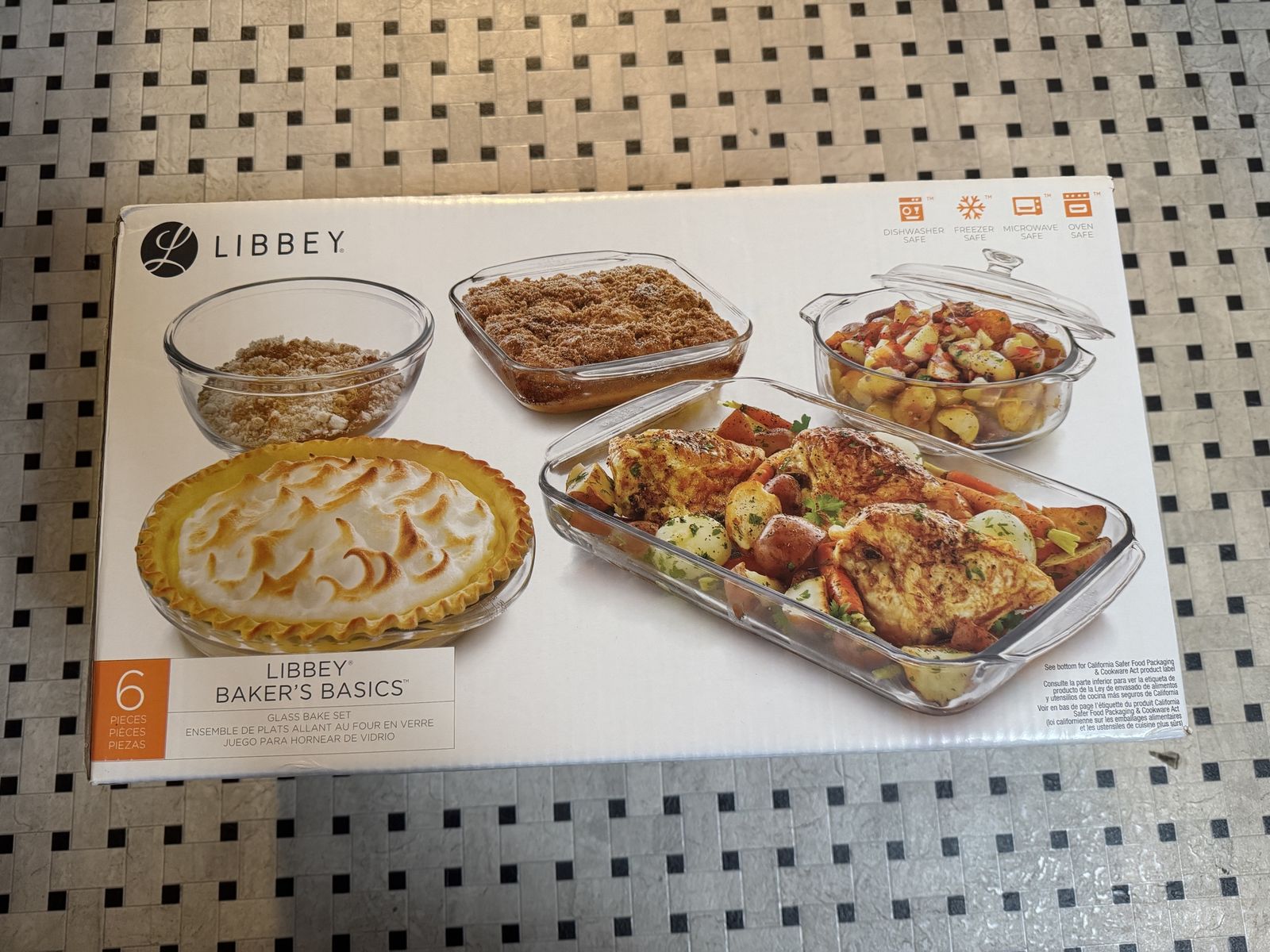 Libbey Baker's Basics 6-Piece Clear Glass Bake Set with Casserole & Pie Dish