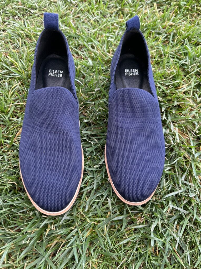 Eileen Fisher Navy Blue Knit Stretch Loafers 9.5