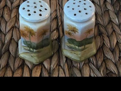 VTG Nippon Salt/Pepper Shaker Hand Painted Ocean Scene