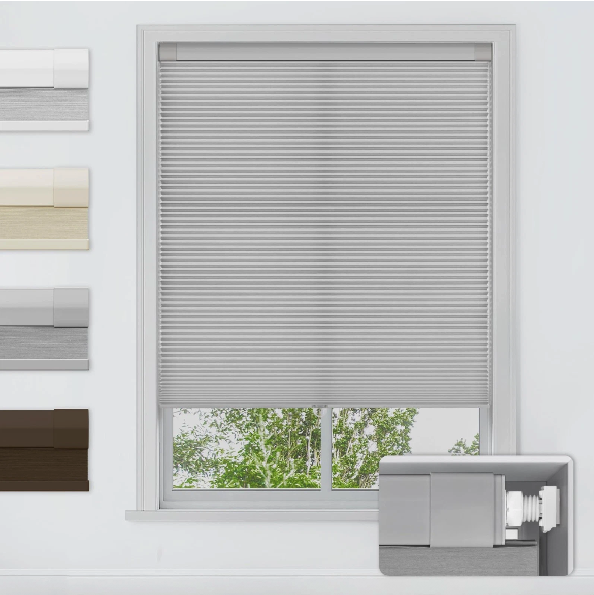 LazBlinds No Drill Cordless Cellular Shades 23x64 Grey Light Filtering Blind