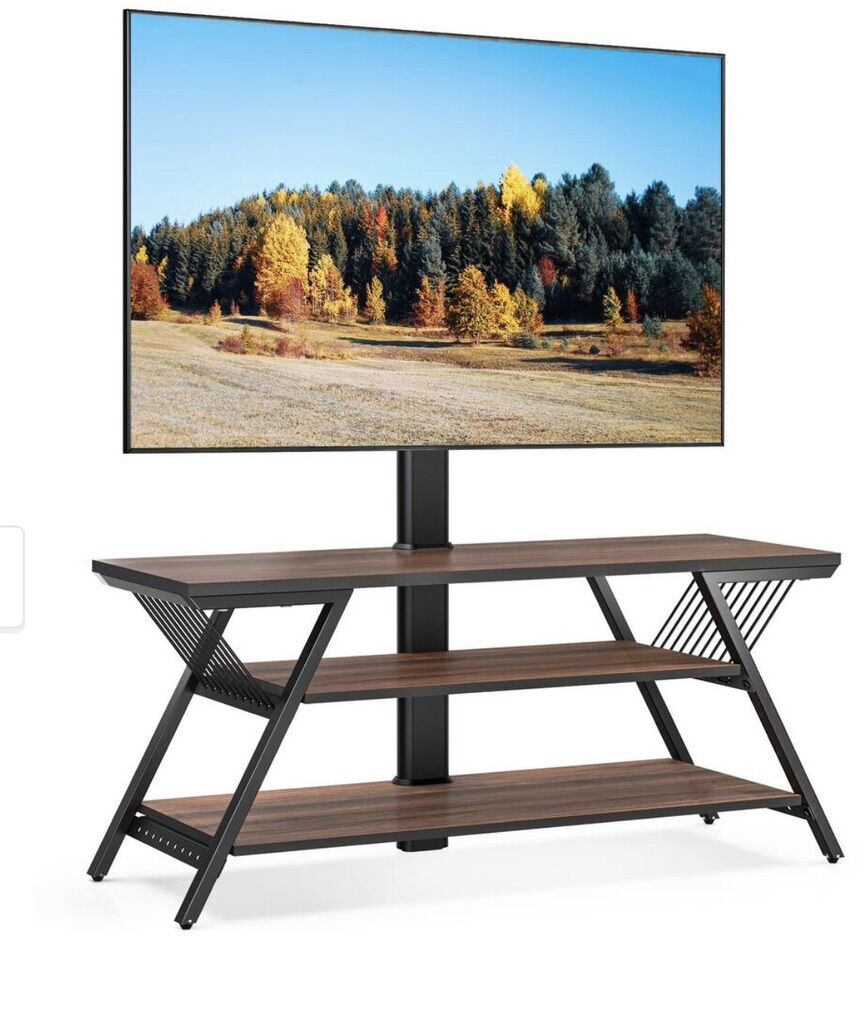FITUEYES Modern TV Stand with Mount Black NEW