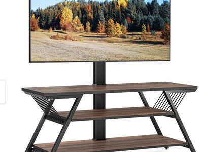 FITUEYES Modern TV Stand with Mount Black NEW
