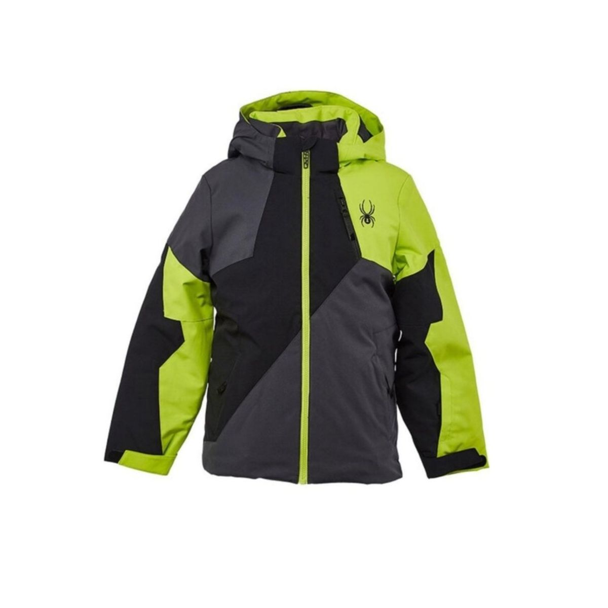 Spyder Boys Ambush Insulated Ski Jacket Lime Green Gray Black Size 10