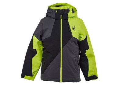 Spyder Boys Ambush Insulated Ski Jacket Lime Green Gray Black Size 10