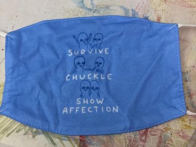 Strange Planet Graphic Cotton Face Mask - "Survive Chuckle Show Affection"