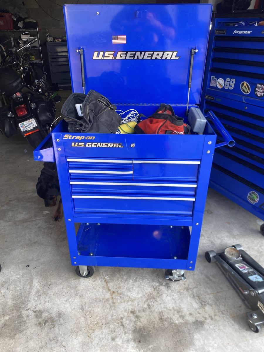 U.S. General 30 in. 5-Drawer Rolling Tool Cart - Blue