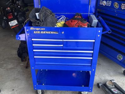 U.S. General 30 in. 5-Drawer Rolling Tool Cart - Blue