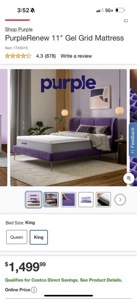 Brand new! Purple Renew king mattress! Only $800.