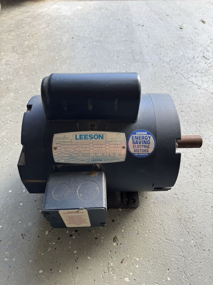 Leeson 1 HP 1740 RPM Single Phase Electric Motor 115/230V - Tested Works - Sandy UT