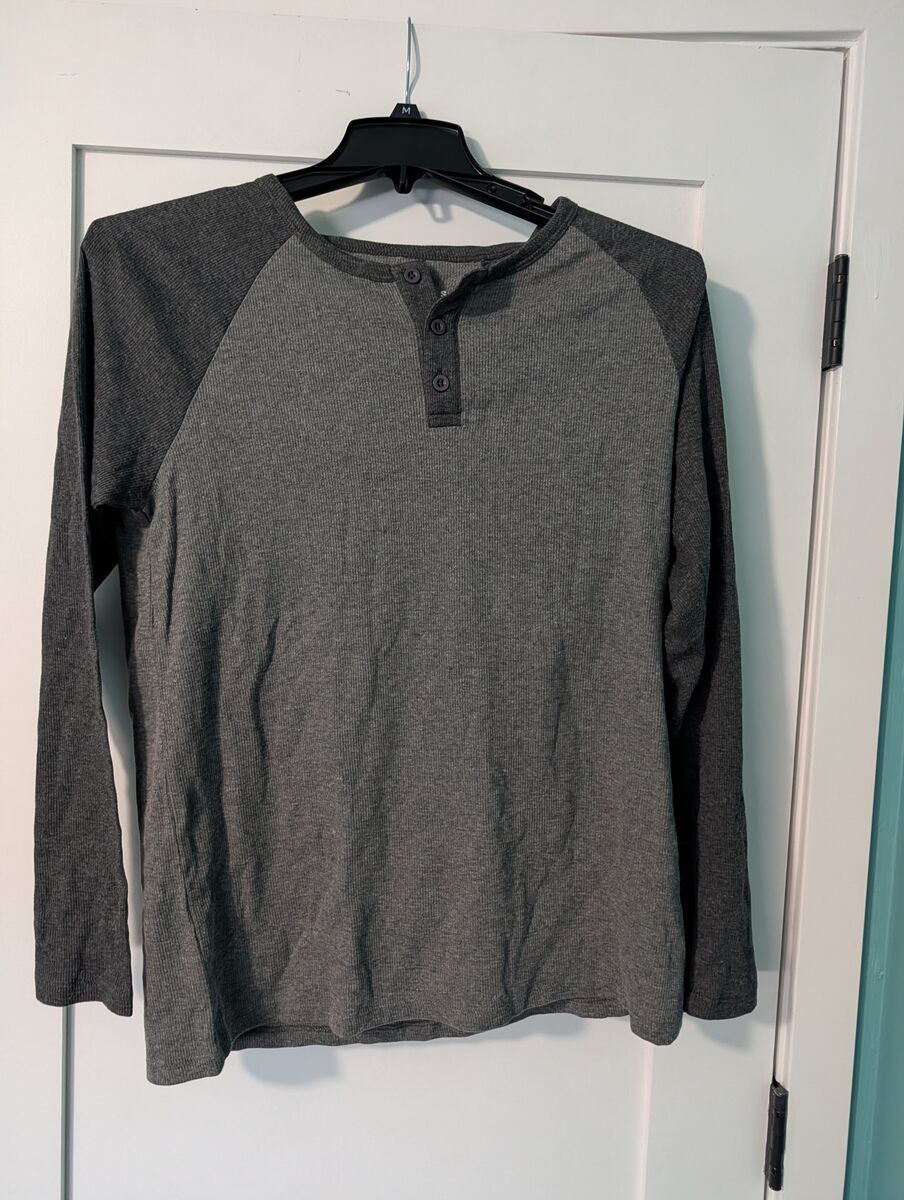 Rustic Souls Long Sleeve Quarter Button Grey Shirt Mens Large