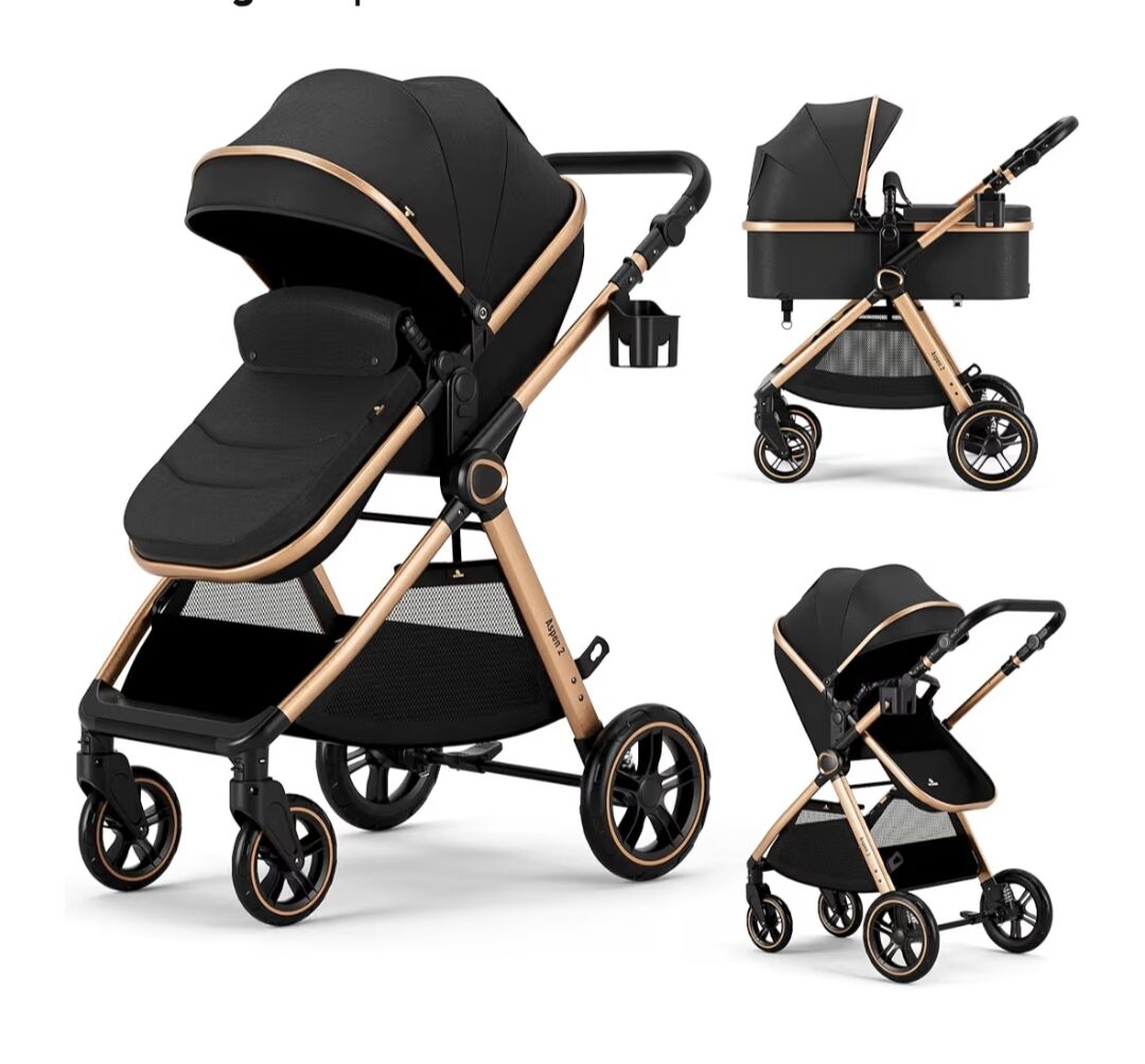 ACCOMBE 2 in 1 Baby Stroller, Convertible Bassinet Pushchair for Infants and Newborns 0-36 Months