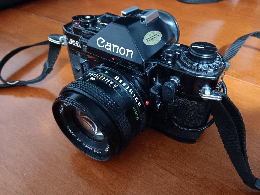 Canon A-1 35mm film Camera paired with a Canon FD