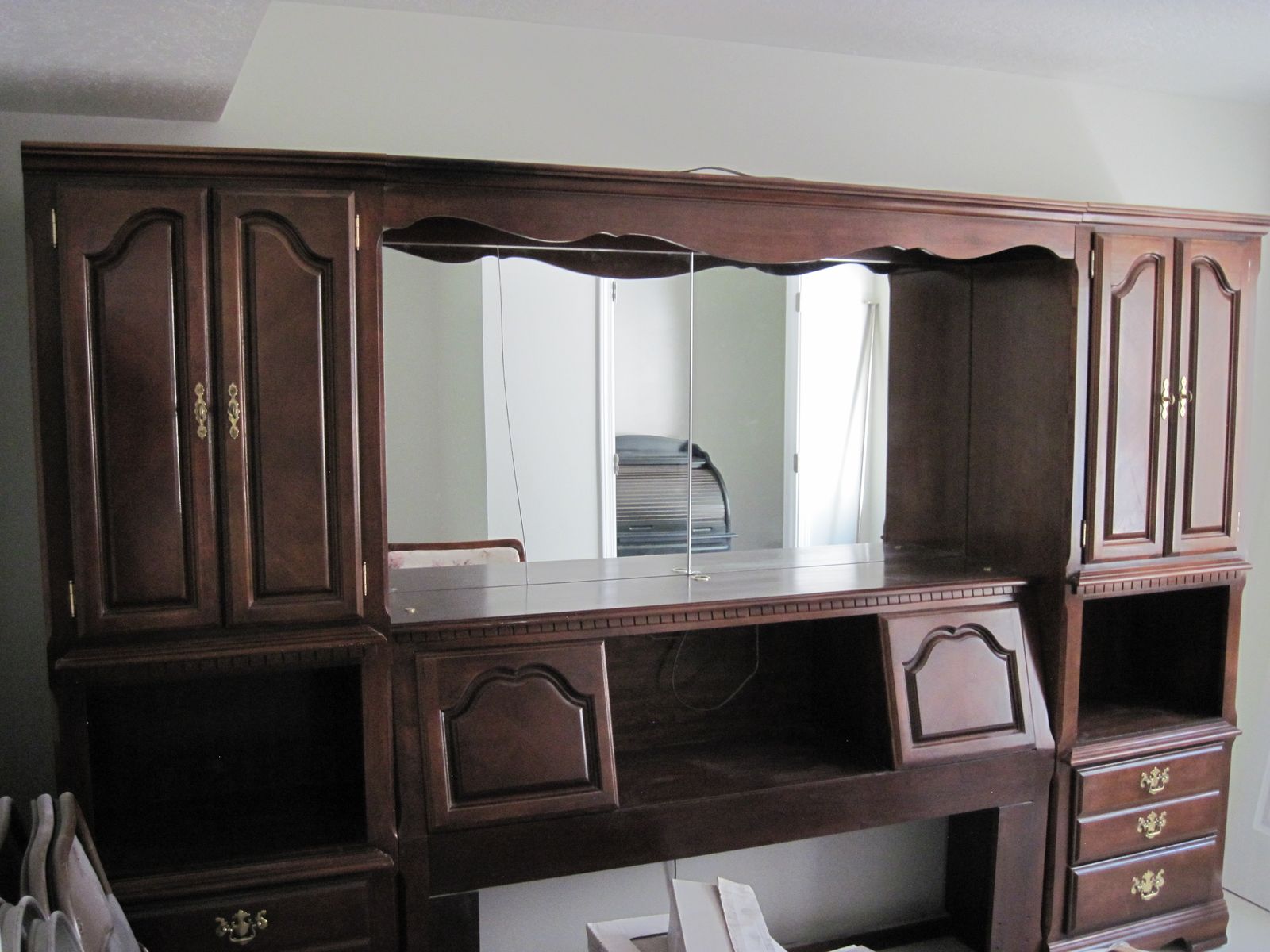 Queen-size headboard with attached nightstands