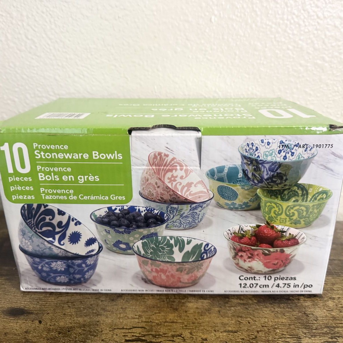 Provence 10-Piece Stoneware Bowls Set - Floral Pattern, Dishwasher & Microwave Safe