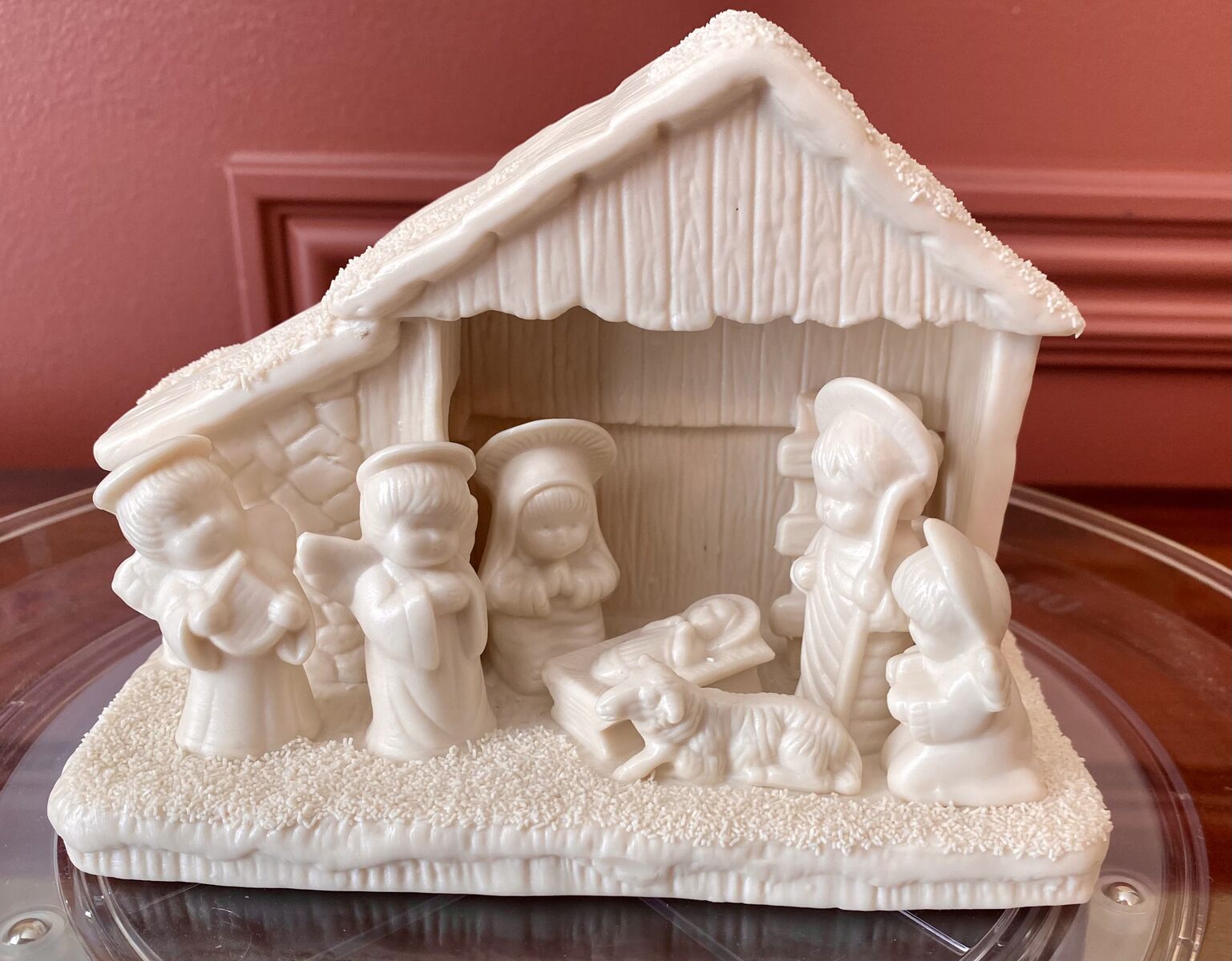 RARE Vintage Holly Babes Ivory Bisque Porcelain Childs Nativity Set - Sells Elsewhere for $40 - C PIX