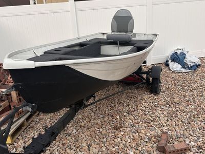 Aluminum Fishing Boat with Trailer and Evinrude 9.9 Outboard Motor
