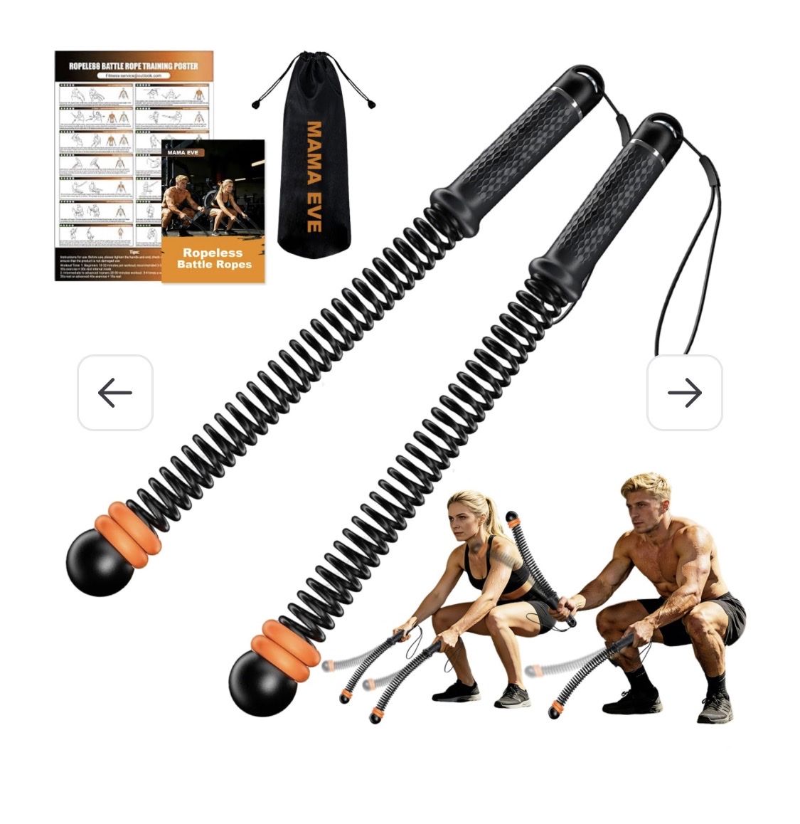 MAMA Eve Upgraded Ropeless Battle Ropes Workout Set with Bag & Poster