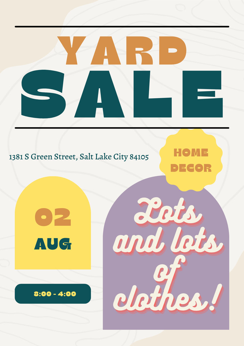 Yard sale 8/2! Clothes, jewelry, home decor, and more by Liberty Park