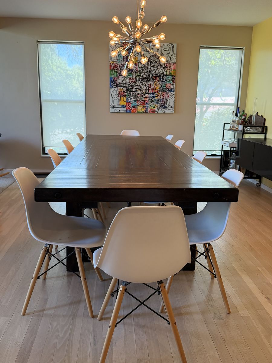 10 Mid-Century Modern Dining Chairs (Eames-style) — $200, must take all. Willing to negotiate for pickup today.