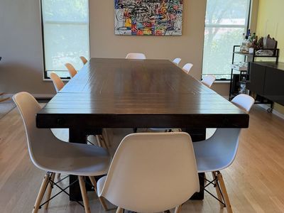 10 Mid-Century Modern Dining Chairs (Eames-style) — $200, must take all. Willing to negotiate for pickup today.