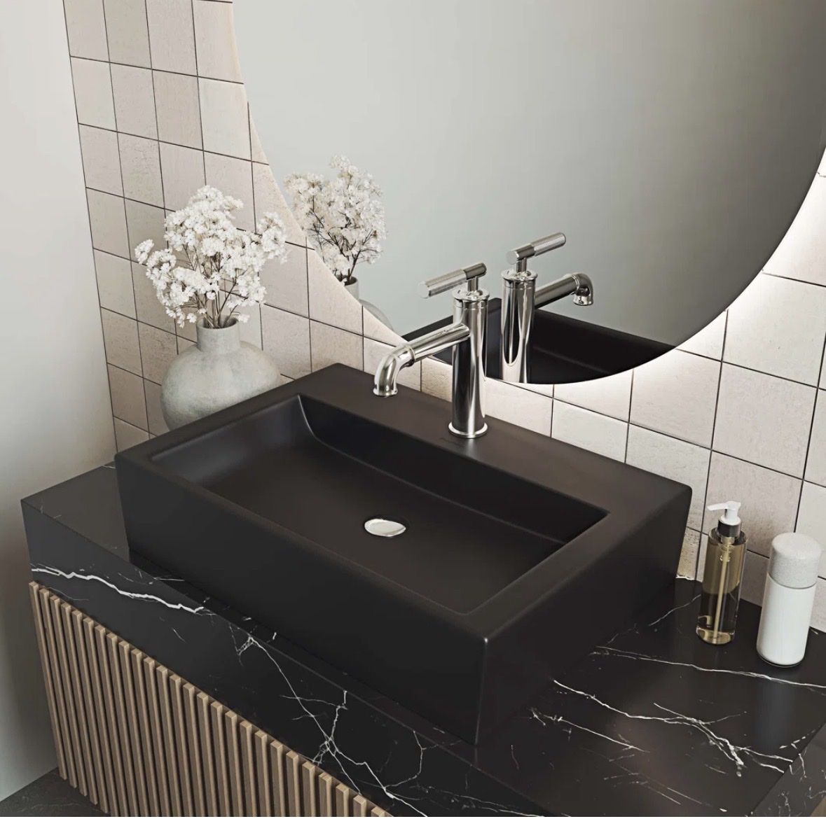 New 20” Rectangle Vessel Sink Matte Black
