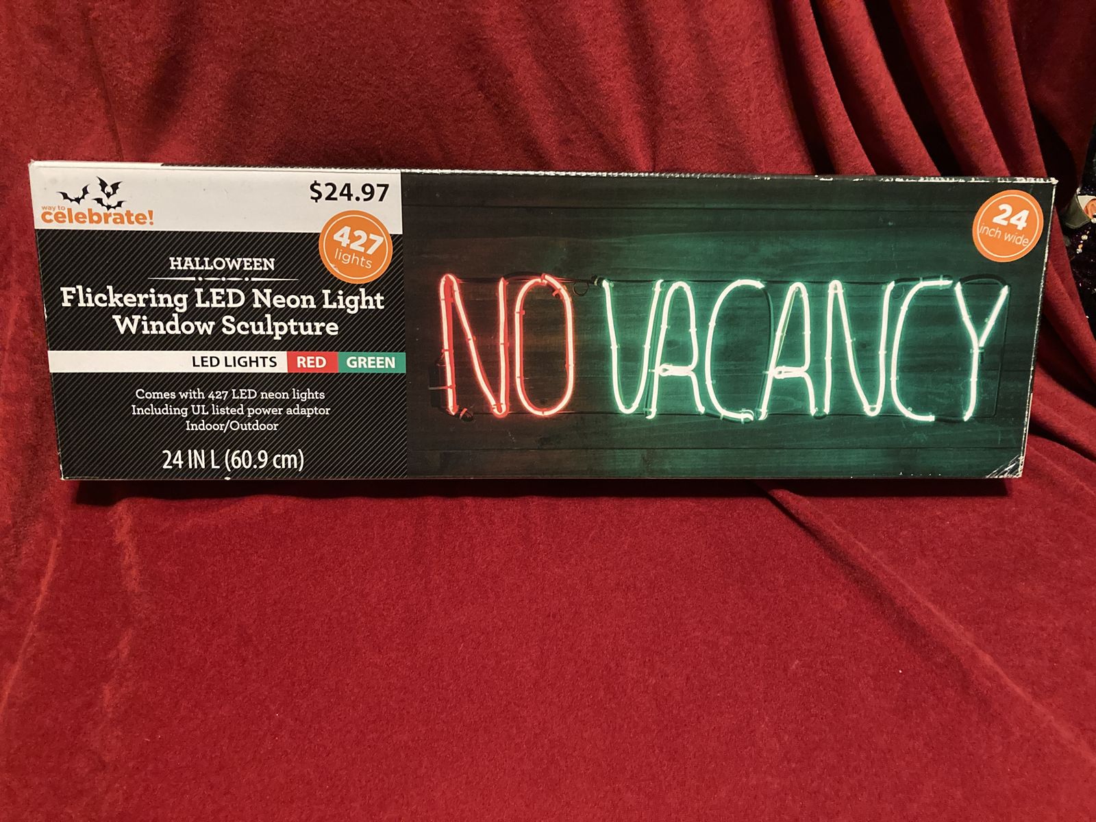 Halloween Flickering LED Neon Light Window Sculpture Red/Green New