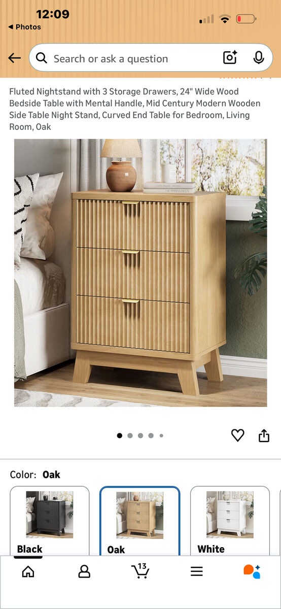 New Fluted NIghtstand With 3 Drawers 24 Wide