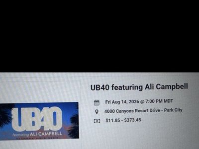 UB40 featuring Ali Campbell Concert Tickets - Aug 14, 2026 - Park City, UT