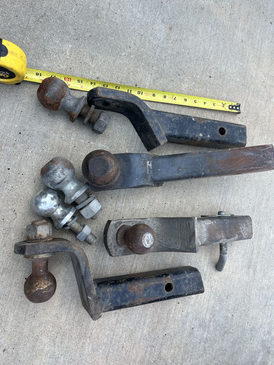 Trailer hitches Assorted sizes 2” and 2 -5/16” $35 each set.
