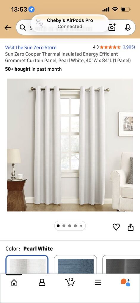 Curtain Panel – Pearl White, 40” x 84