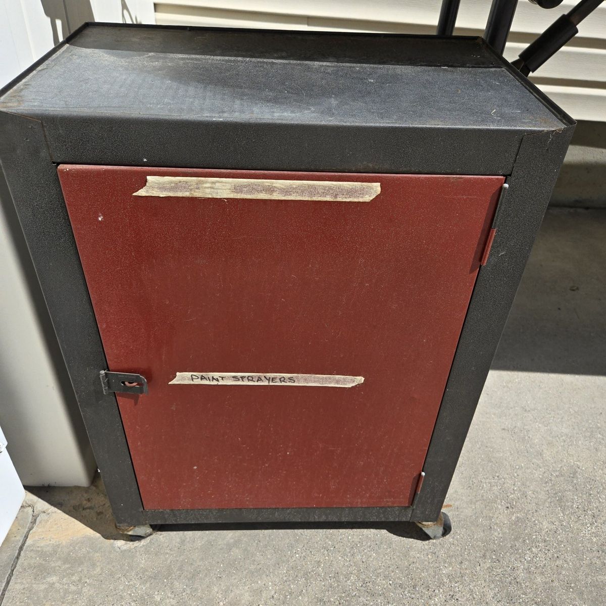 Industrial Metal Storage Cabinet with Casters - Red/Black