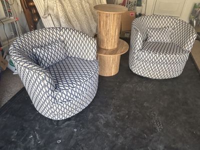 Pair Of Swivel Barrell Chairs