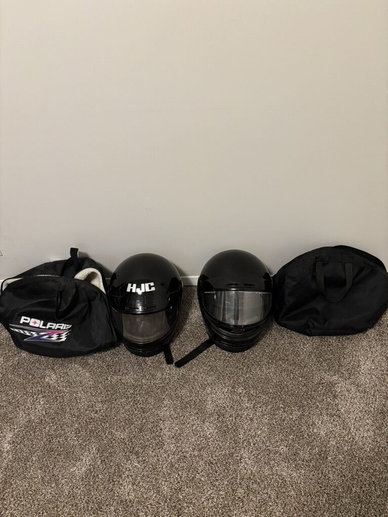 Polaris Snowmobile Helmets With Case Vintage 1980s/90s