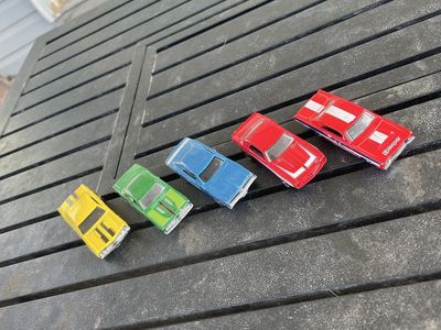 Lot of 5 Vintage Diecast Toy Cars - Mopar Muscle Cars Assorted Colors