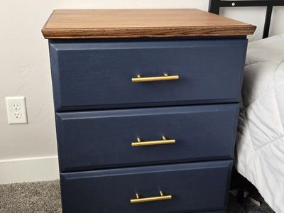 Navy Blue 3-Drawer Nightstand