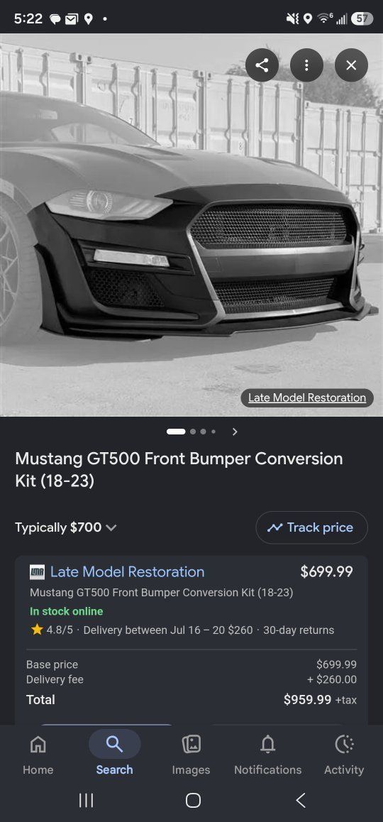 Late Model Restoration Mustang GT500 Front Bumper Conversion Kit (18-23)