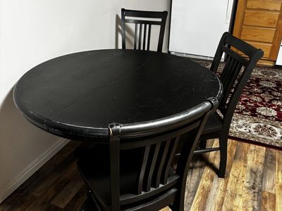 Black Round Dining Table Set with Four Matching Chairs