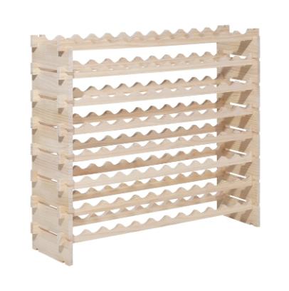 NEW KFFKFF 96-Bottle Stackable Modular Wine Rack, 8-Tier Freestanding Wooden Wine Storage Shelf