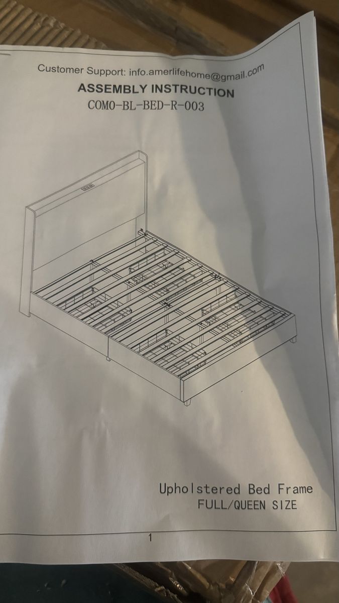 Bed frame size full/queen ( beige) with four storage drawers