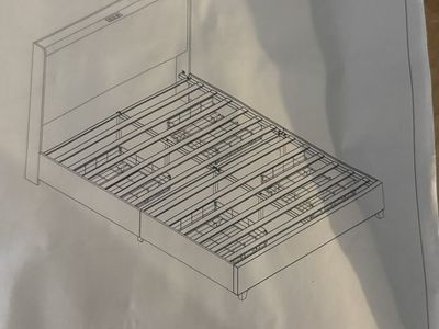 Bed frame size full/queen ( beige) with four storage drawers