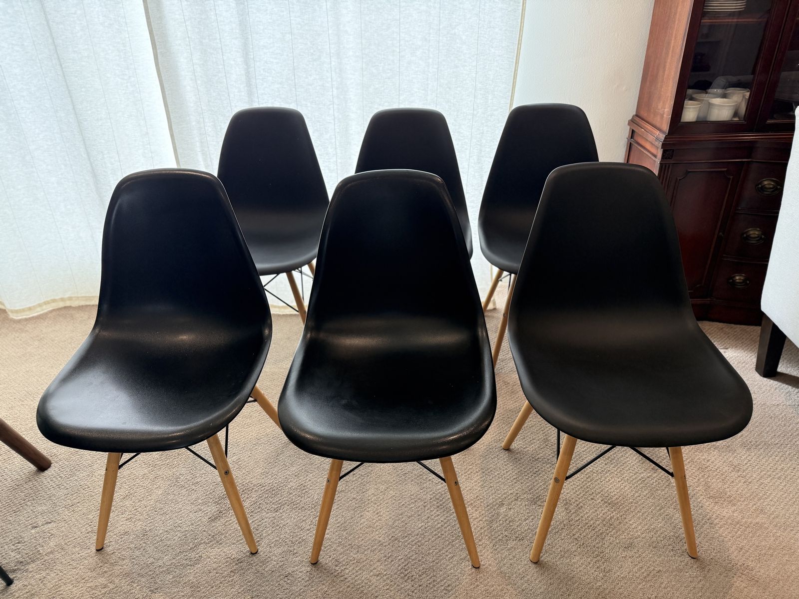 Set of 6 Black Mid-Century Modern Dining Chairs