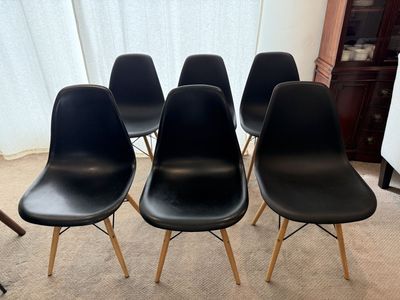 Set of 6 Black Mid-Century Modern Dining Chairs