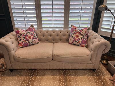 Darling Button Tufted Linen Sofa Pillows Included