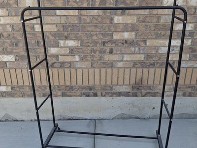 Double Rail Rolling Metal Clothing Rack - Black