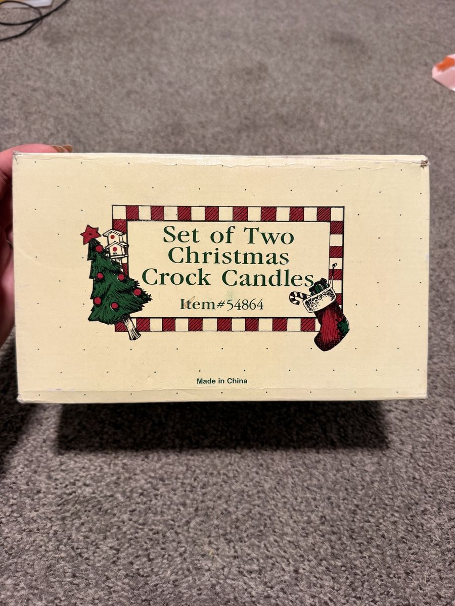 Set of Two Christmas Crock Candles