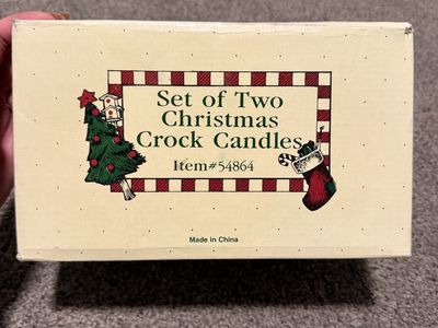 Set of Two Christmas Crock Candles