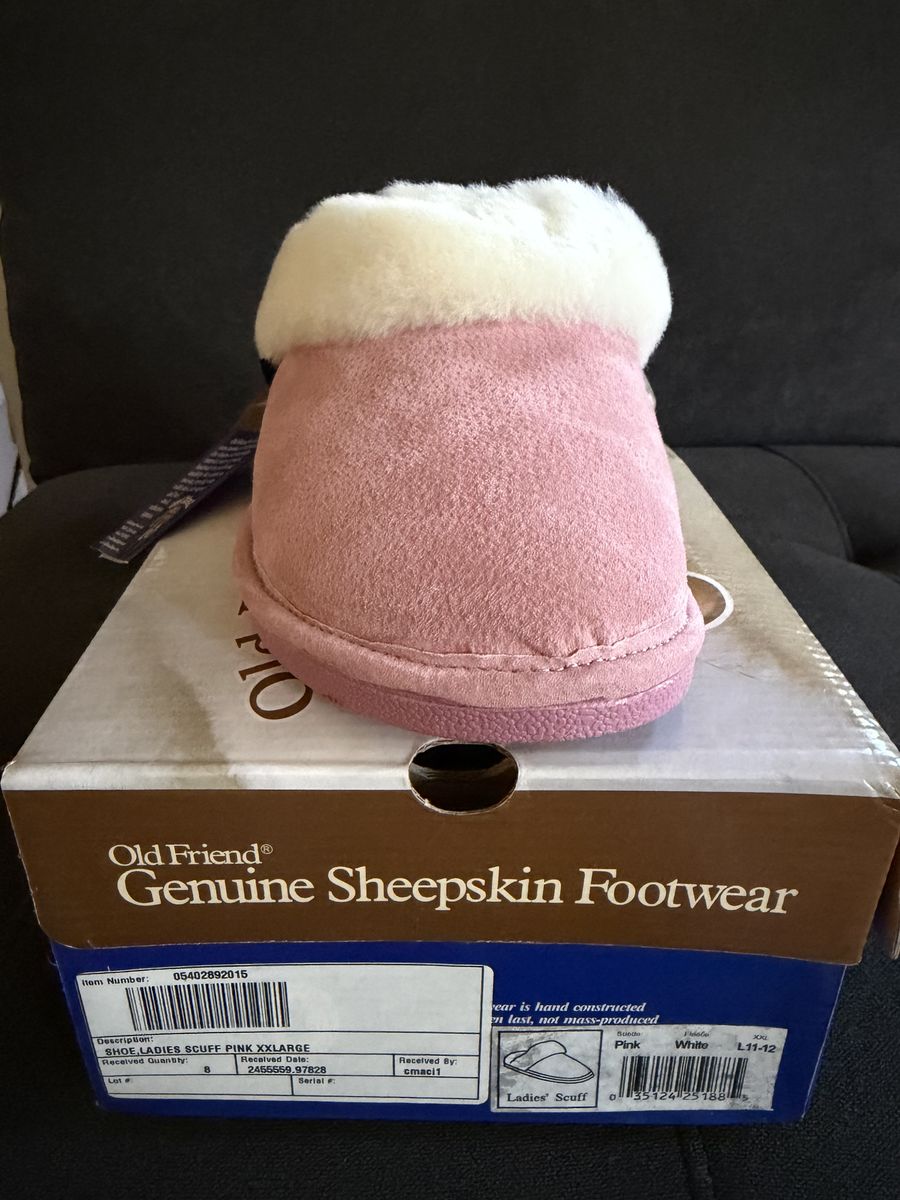 Old Friend Genuine Sheepskin Slippers - Pink - Size 11-12 Womens