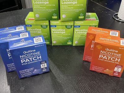 Amazon Basic Care Nicotine Lozenge 2mg & Quitine Nicotine Patch Bundle