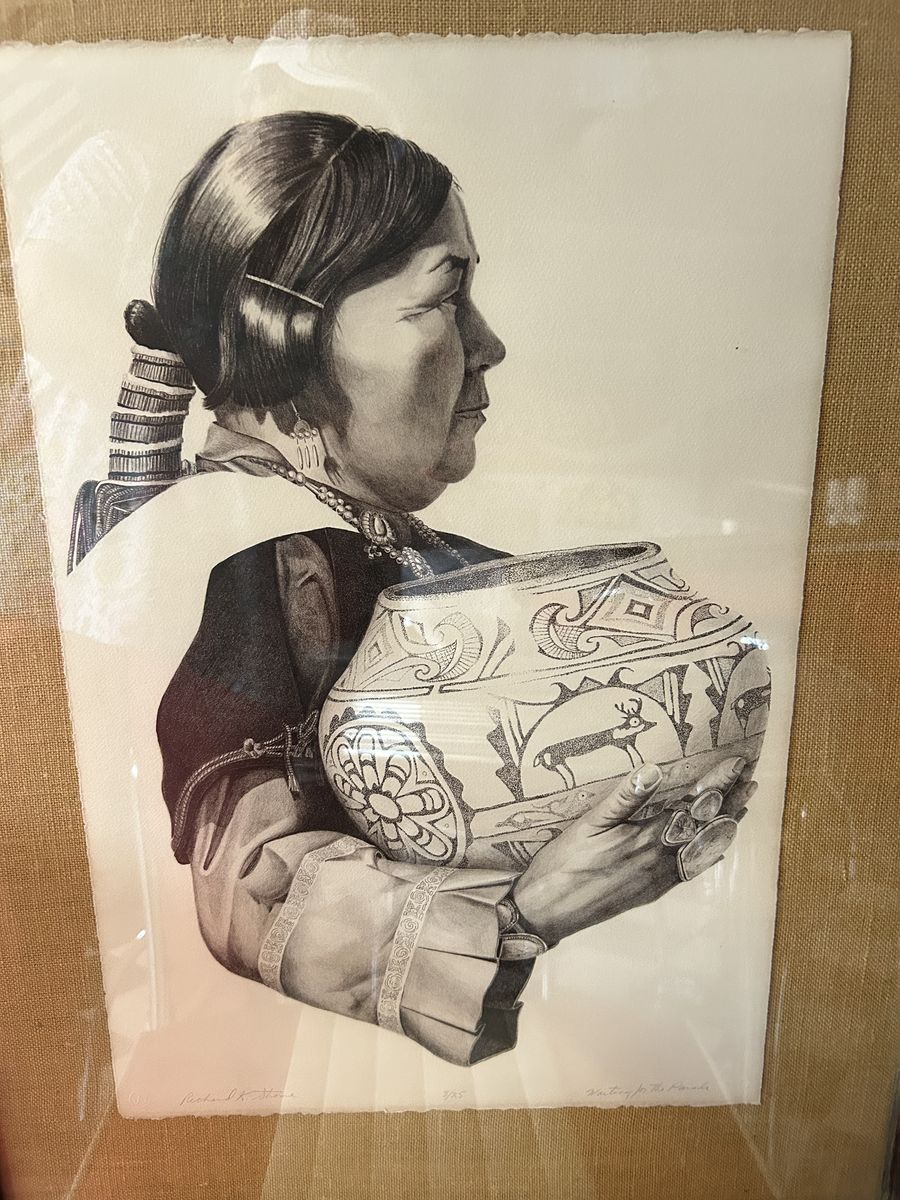 Richard K. Stone "Waiting For The Parade" Limited Edition Pencil Drawing 3/125 Native American Art
