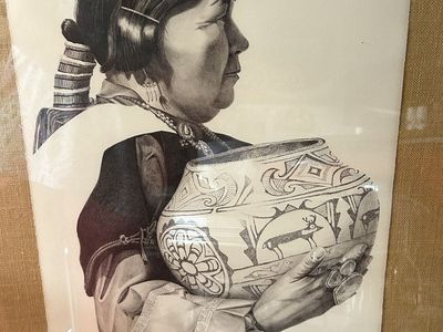 Richard K. Stone "Waiting For The Parade" Limited Edition Pencil Drawing 3/125 Native American Art